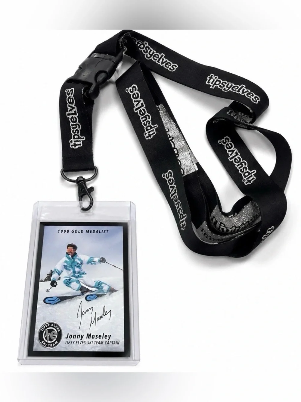 NWT Tipsy Elves Johnny Mosley SKI TEAM Lanyard 1998 Gold Medalist Snow Team Capt